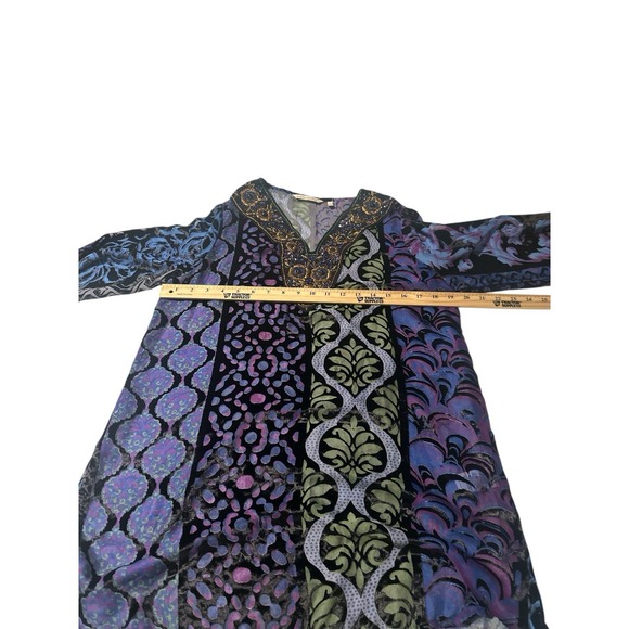 Soft Surroundings Top Womens Vistosa Tunic Beaded Boho Velvet Burnout Multi S - Picture 8 of 12